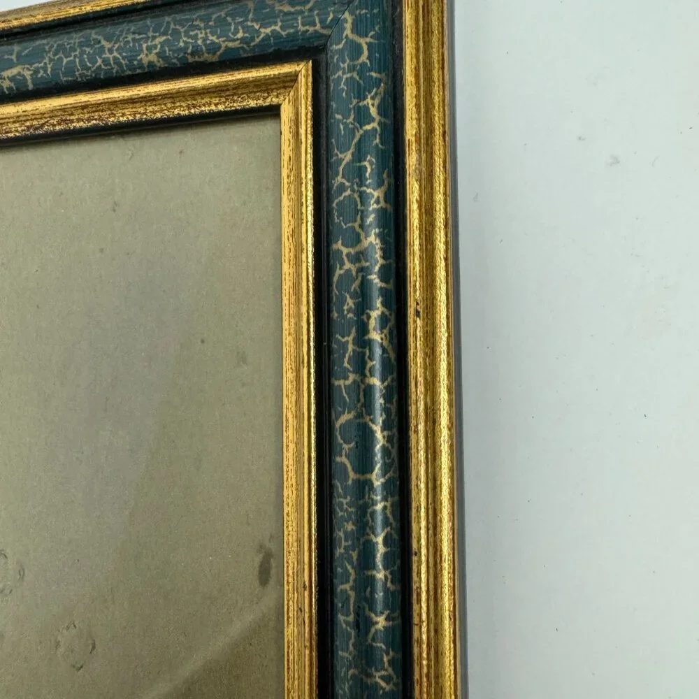 Vintage Picture Frame Green & Gold 6.5
